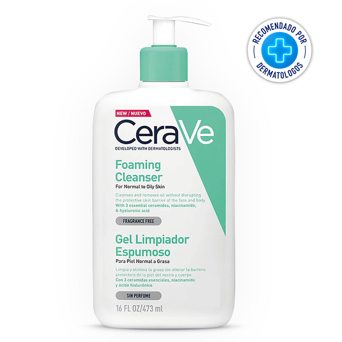 CERAVE - Gel Limpiador Espumoso Cerave Piel Normal A Grasa X 473ml