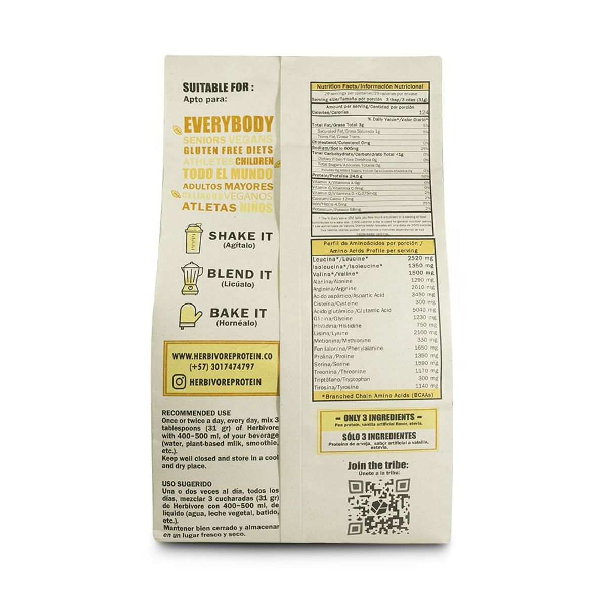 GENERICO - Proteina Herbivore Arveja Vainilla X 907g