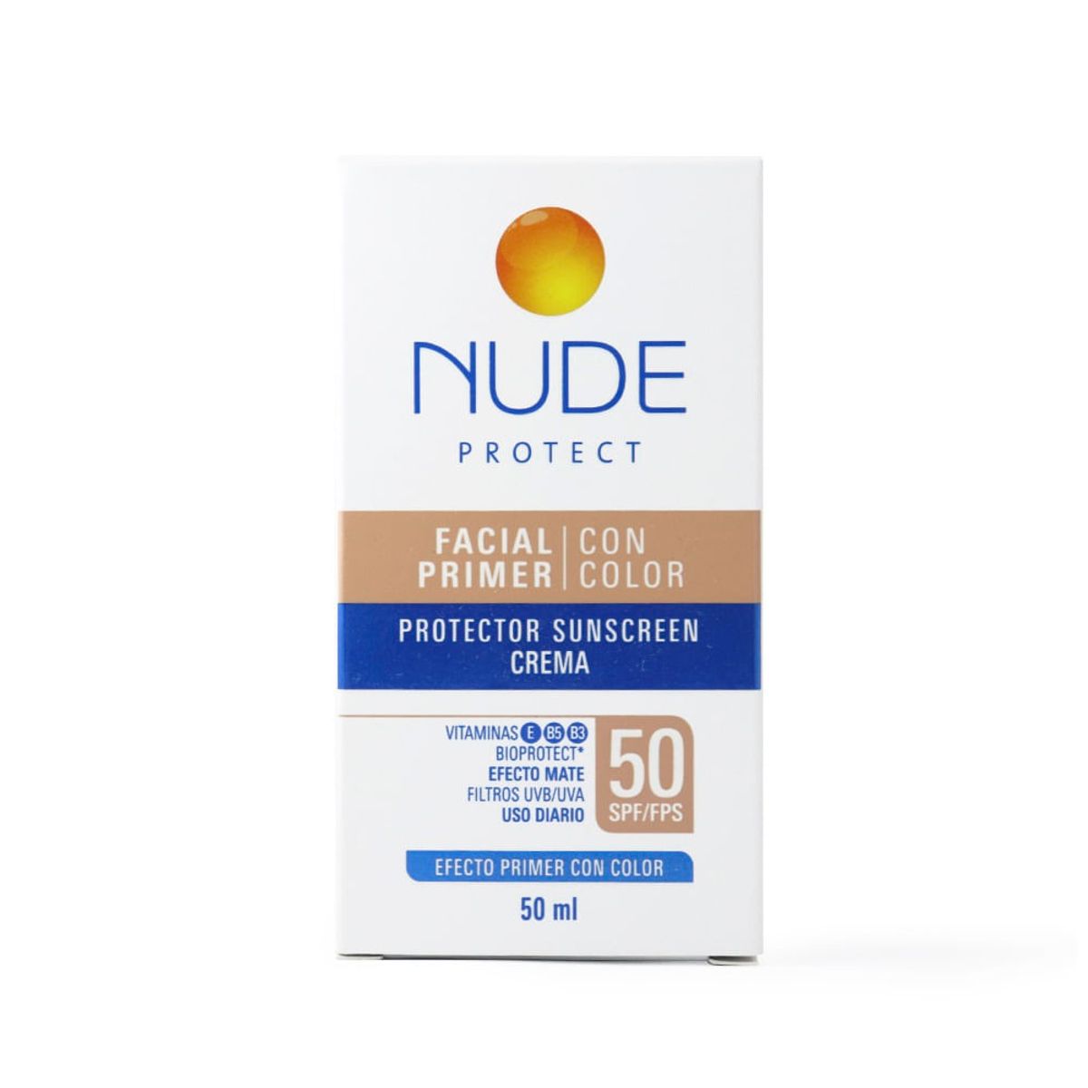NUDE - Protector Solar Nude Crema Facial Color Fps 50 X 50ml