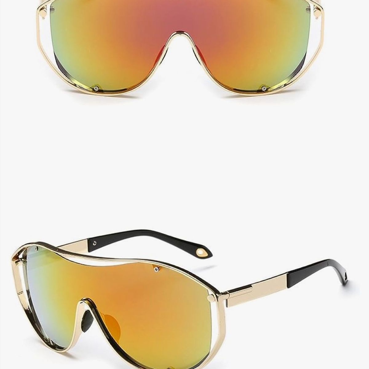 VIROX - Gafas de sol con lentes reflectantes y marco de Metal Steampunk para hombre y mujer CJ816