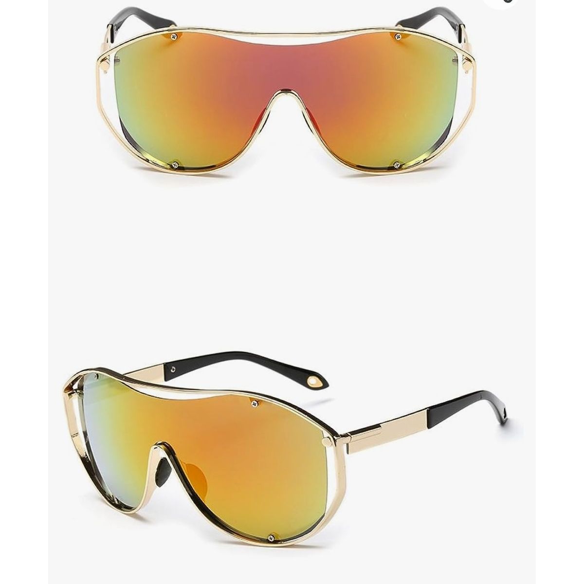 VIROX - Gafas de sol con lentes reflectantes y marco de Metal Steampunk para hombre y mujer CJ816