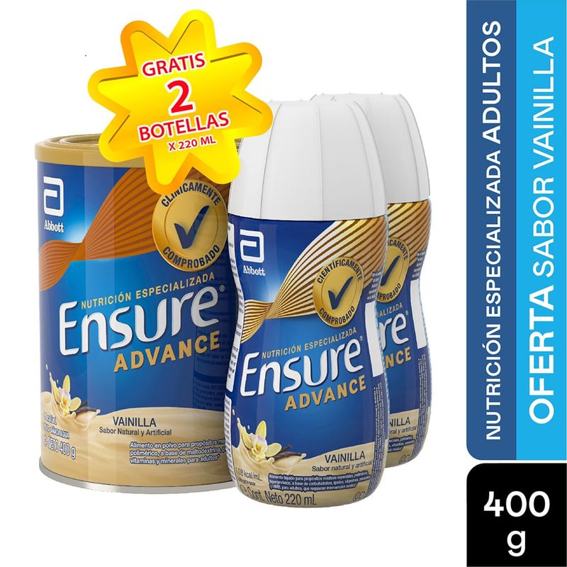ENSURE - Oferta Ensure Advance Vainilla X 400g + 2 Vainilla X 220ml