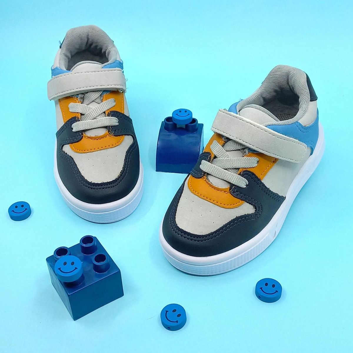 PAPOS - Casuales Niños Bruno Gris y Naranja - Zapatillas Niños PAPOS - Gris