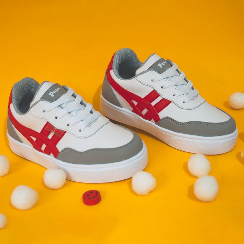 PAPOS - Tenis Niños Revenge Blanco Rojo - Crema