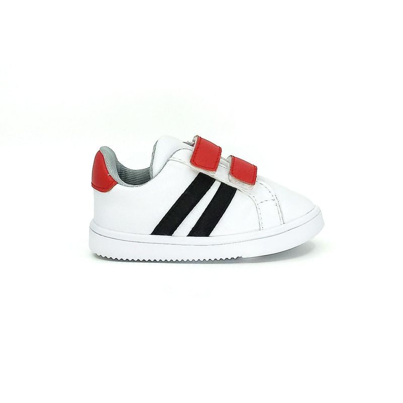 PAPOS - Tenis Bebés Color Velcro Rojo - Zapatos Bebés PAPOS - Blanco