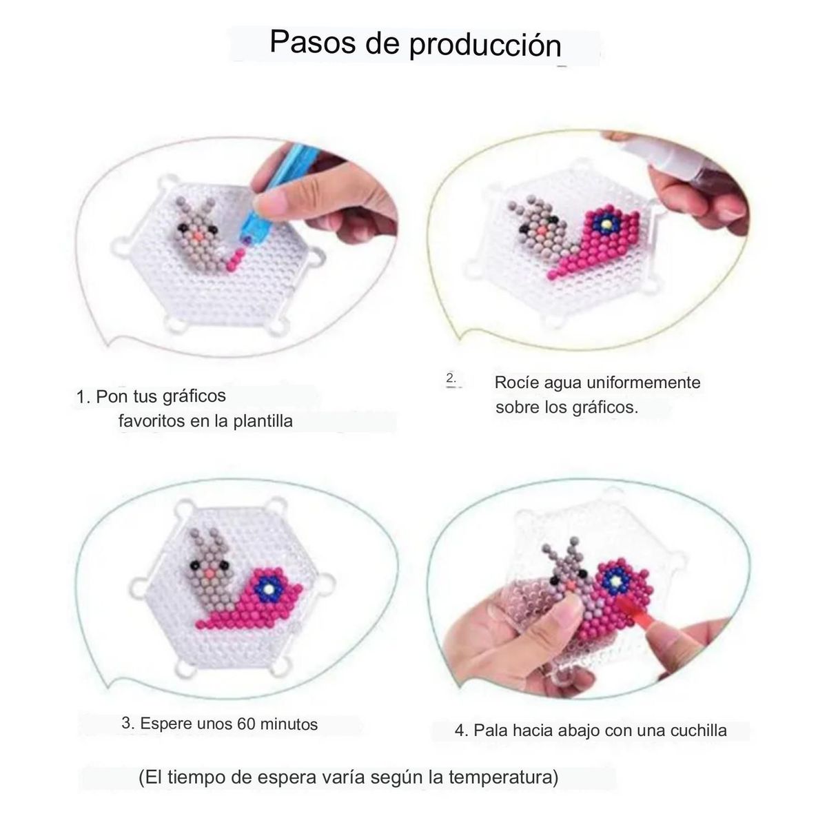 GENERICO - Bolsa Aqua Beads Perlas Magicas Hama Beads Agua Color Piel