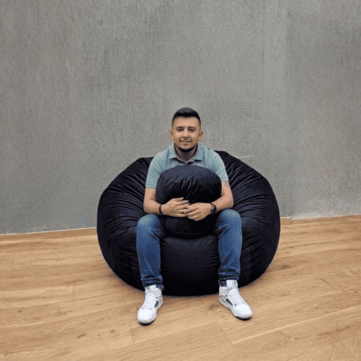 ESTILO RELAX - Silla Puff Supreme XXL - Tela Ultrasuave - Negro.