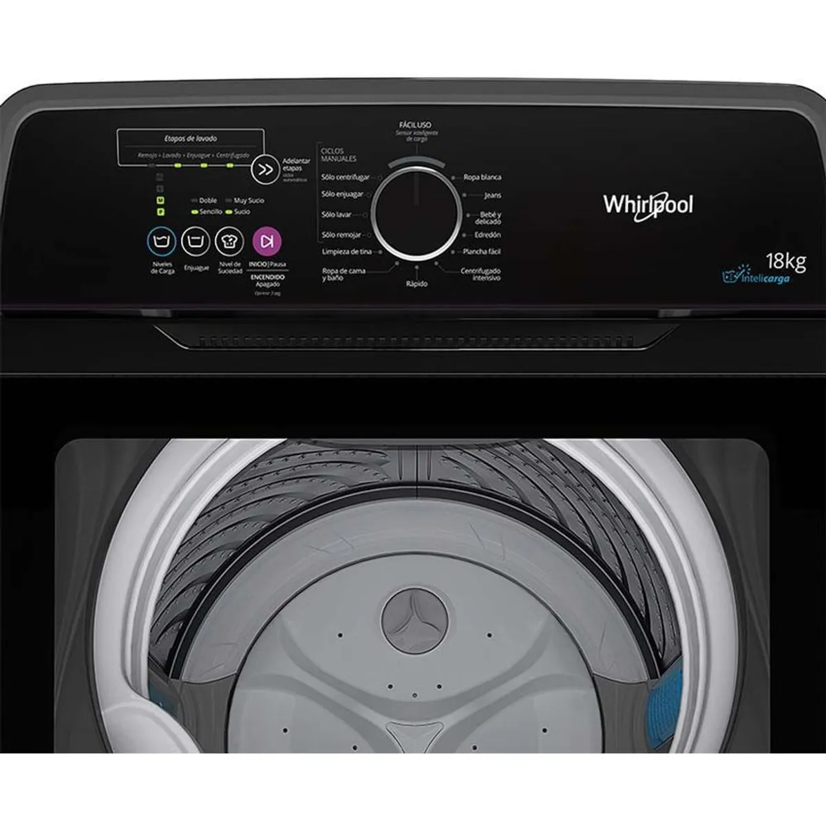 WHIRLPOOL - Lavadora whirlpool carga superior automatica de 18kg gris