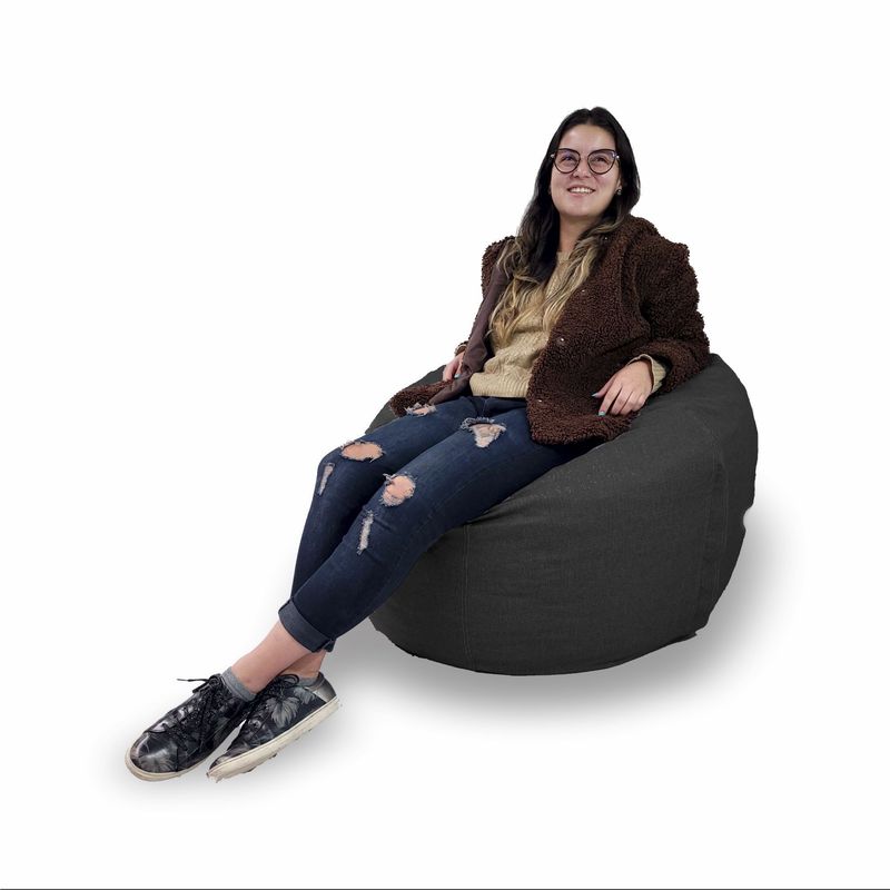 ESTILO RELAX - Puff Supreme Elegance En Microfibra - Talla L - Negro.