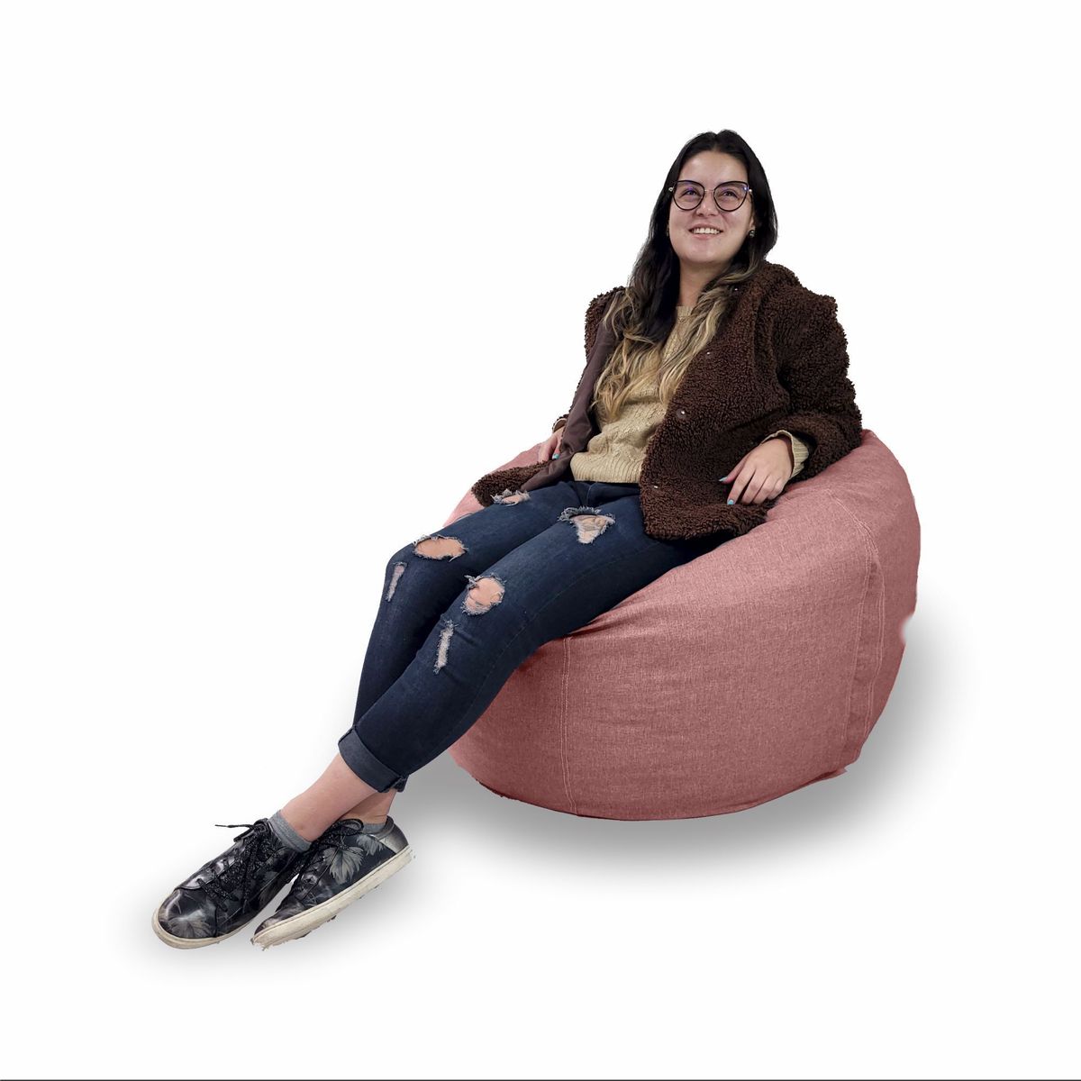 ESTILO RELAX - Puff Supreme Elegance En Microfibra - Talla L - Rosado.