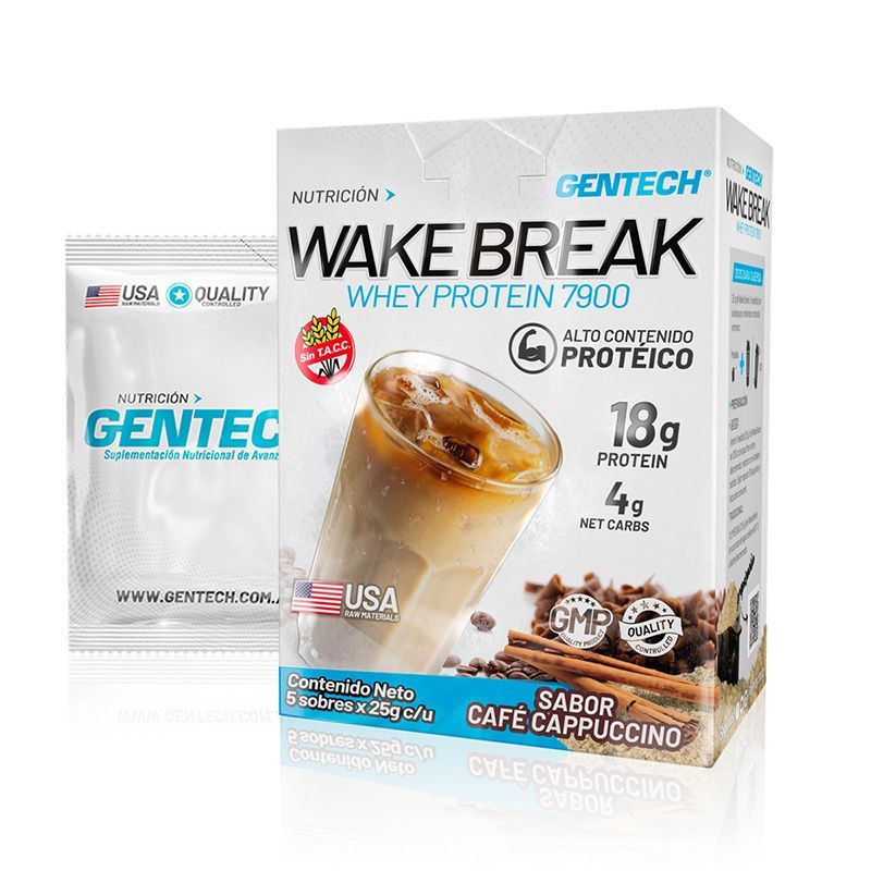 GENERICO - PROTEINA WAKE BREAK / CAFE CAPPUCCINO X 5 SOBRES