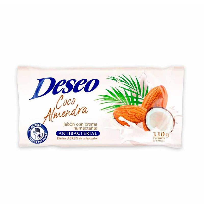 GENERICO - Jabón En Barra Deseo Coco Almendra x 110gr x 3 Unidades