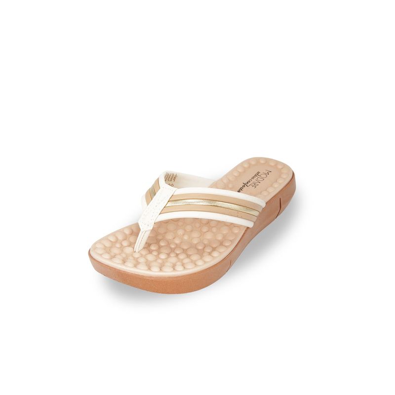 MODARE - Sandalia Playera Blanco Dorado Modare