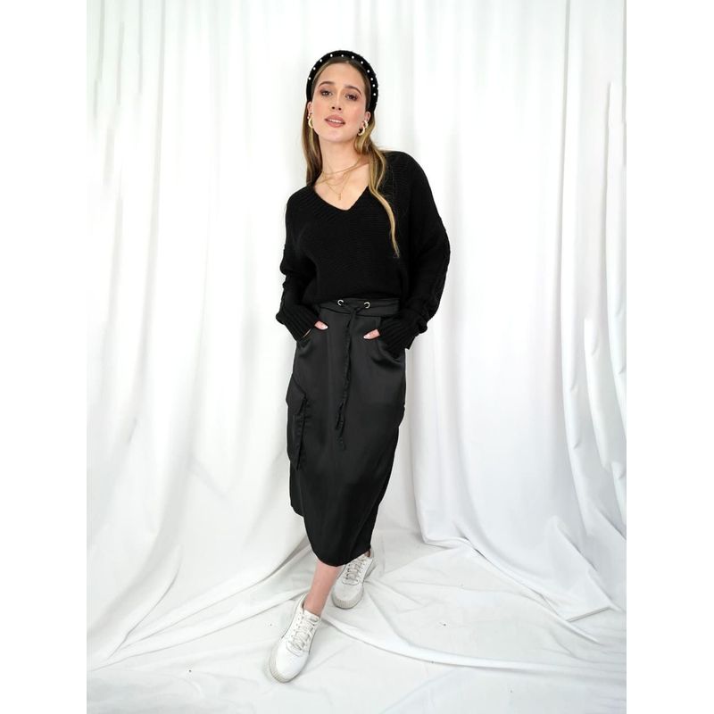 MOLGOA - Falda para Mujer Negro Multibolsillos - Roberta Negro