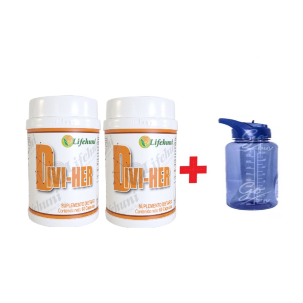 LIFEHUNI - Promoción Divi-Her Suplementos Dietarios x2 Botilito Motivacional 1L