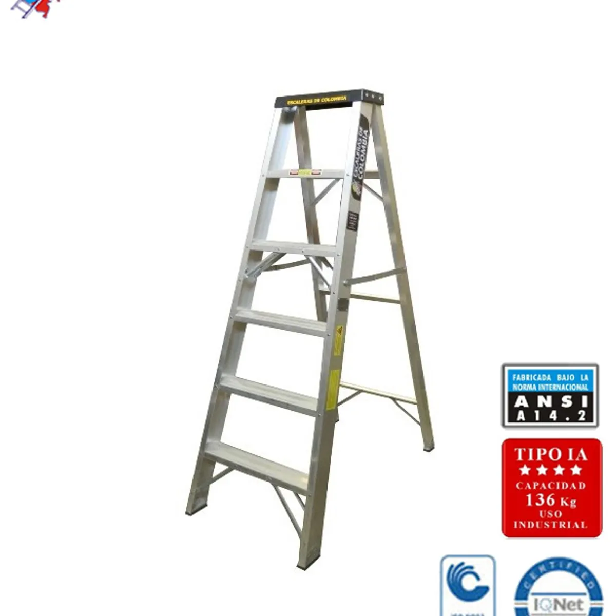 ESCALERAS DE COLOMBIA - Escalera Certificada Tipo Tijera En Aluminio 6 pasos / 1.80 Metros 136kg