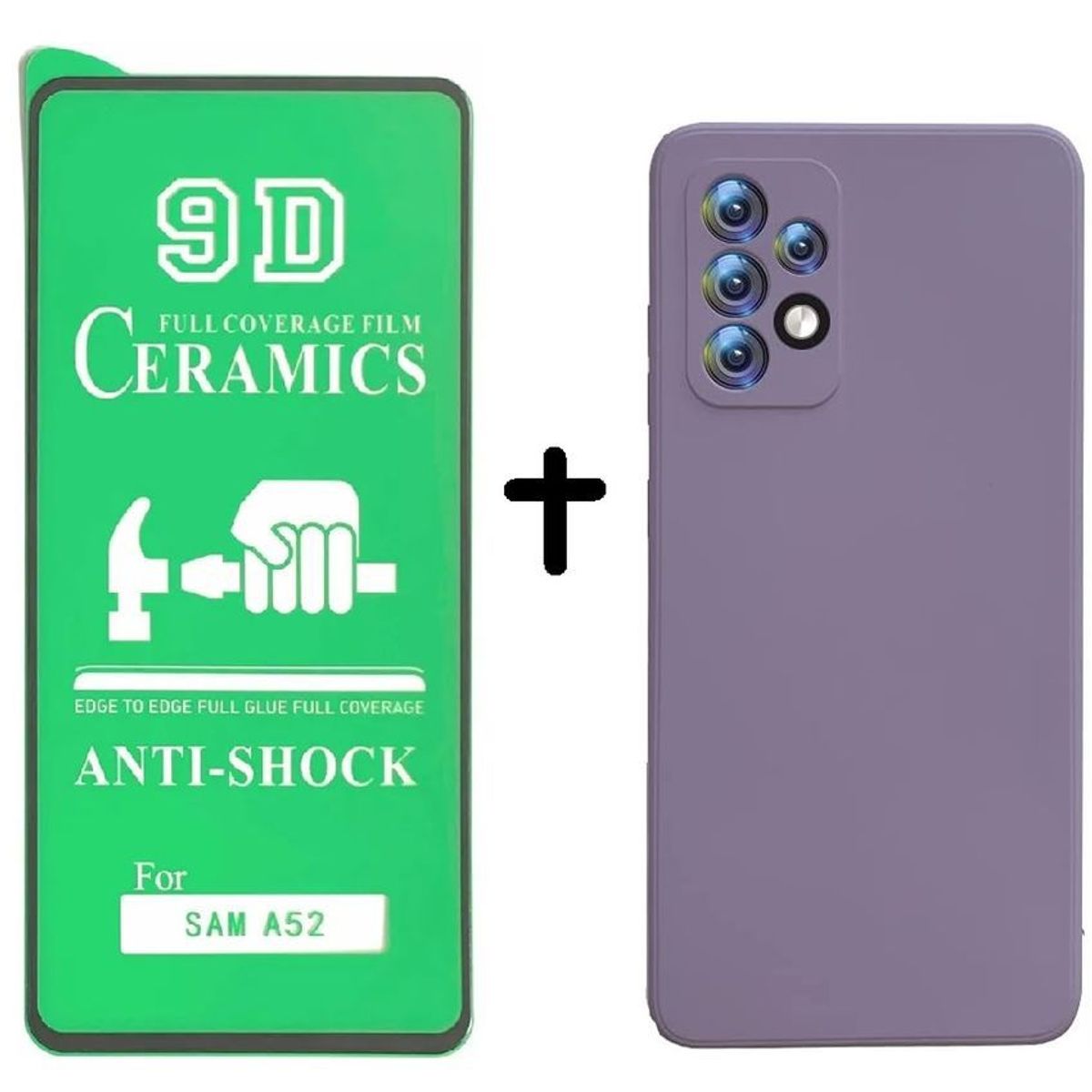 GENERICO - Silicon case protector cámara color lila + cerámico samsung a52