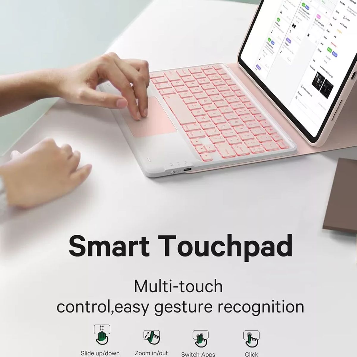 GENERICO - Forro estuche teclado samsung tab a8 10.5 x200 x205 2022 oro rosa