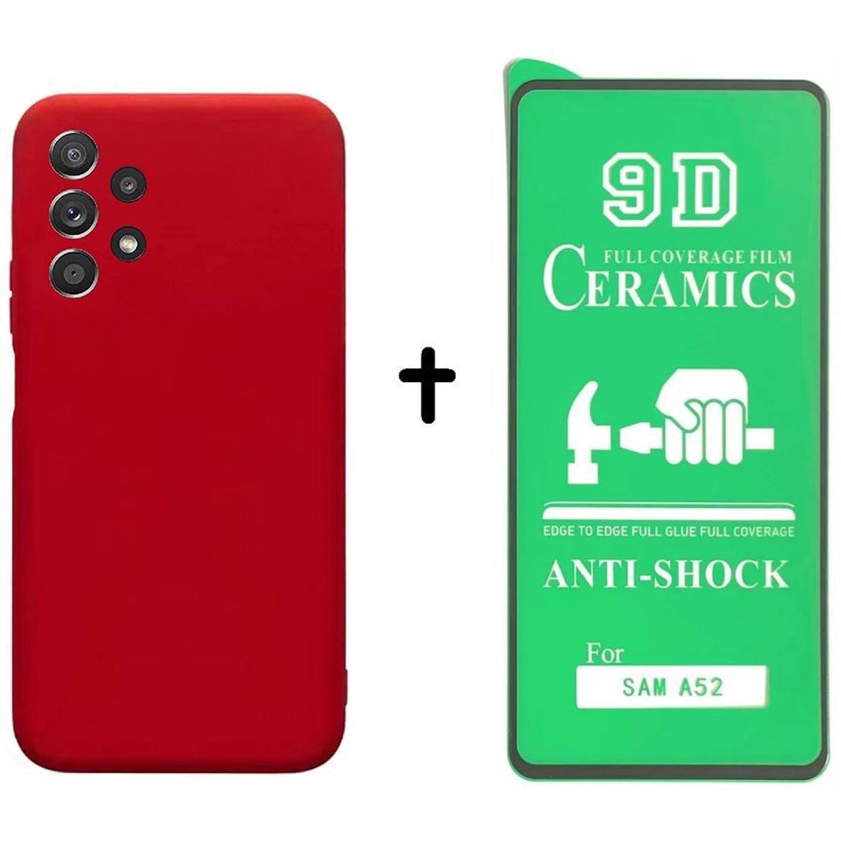 GENERICO - Silicon case protector cámara color rojo + cerámico samsung a52