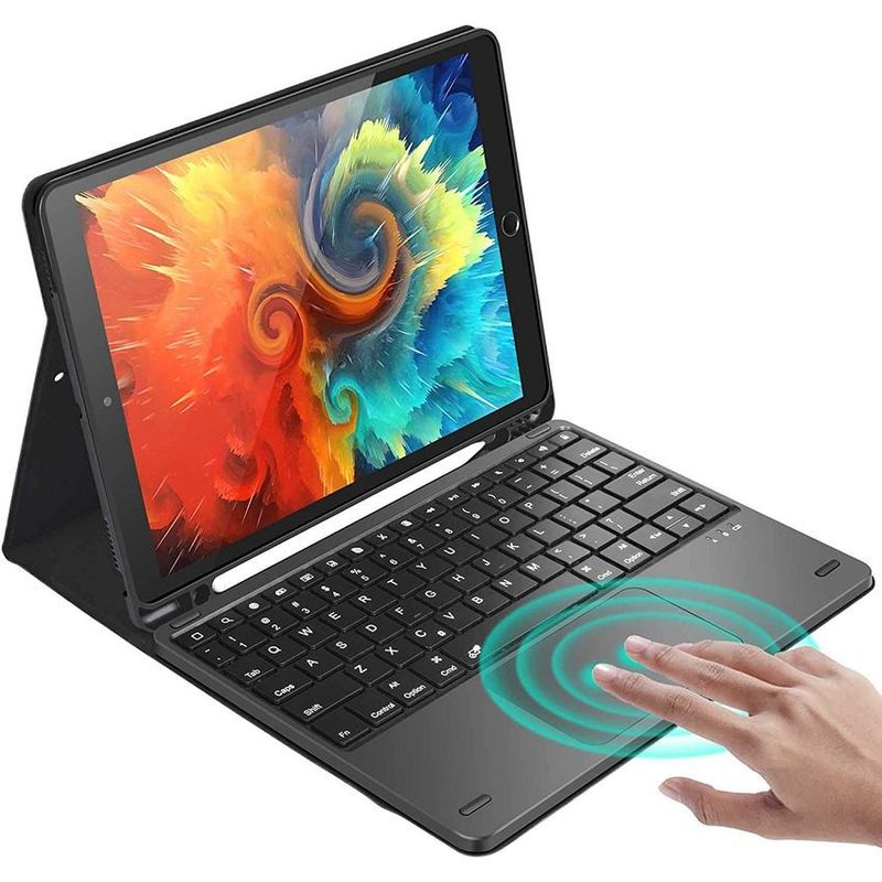 GENERICO - Estuche teclado + trackpad para ipad 10.2 9 generación bluetooth negro