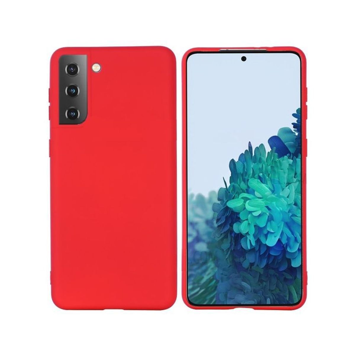 GENERICO - Silicone case funda forro estuche para samsung s21 plus rojo