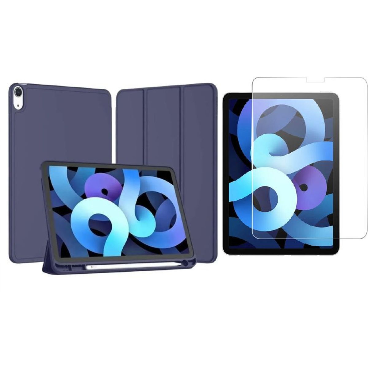 GENERICO - Forro smart case + vidrio ipad air 5 2022 m1 con soporte para lapiz