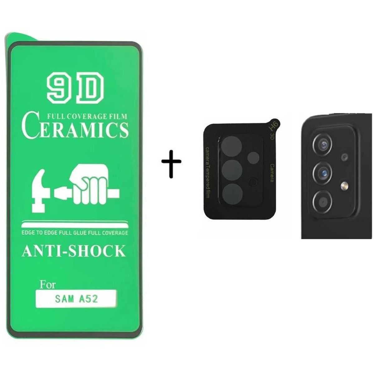 GENERICO - Vidrio cerámico brillante  + vidrio de cámara para samsung a52