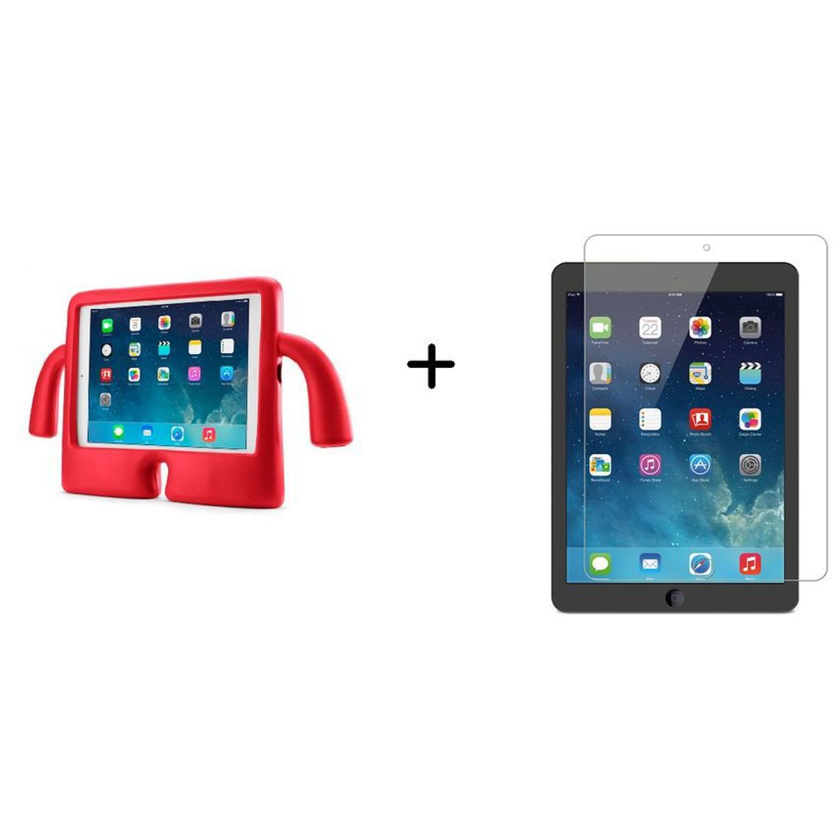 GENERICO - Estuche antigolpes niños para ipad mini 1/2/3/4 rojo   + vidrio