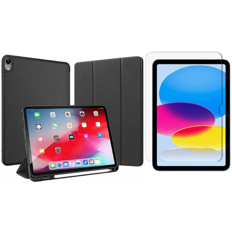 GENERICO - Forro smart case con soporte de lapiz + vidrio ipad 10 generación 10.9