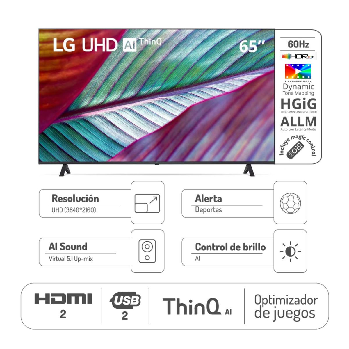 LG - Televisor LG 65 Pulgadas Smart Tv 4k UHD Incluye Control Magic 65UR