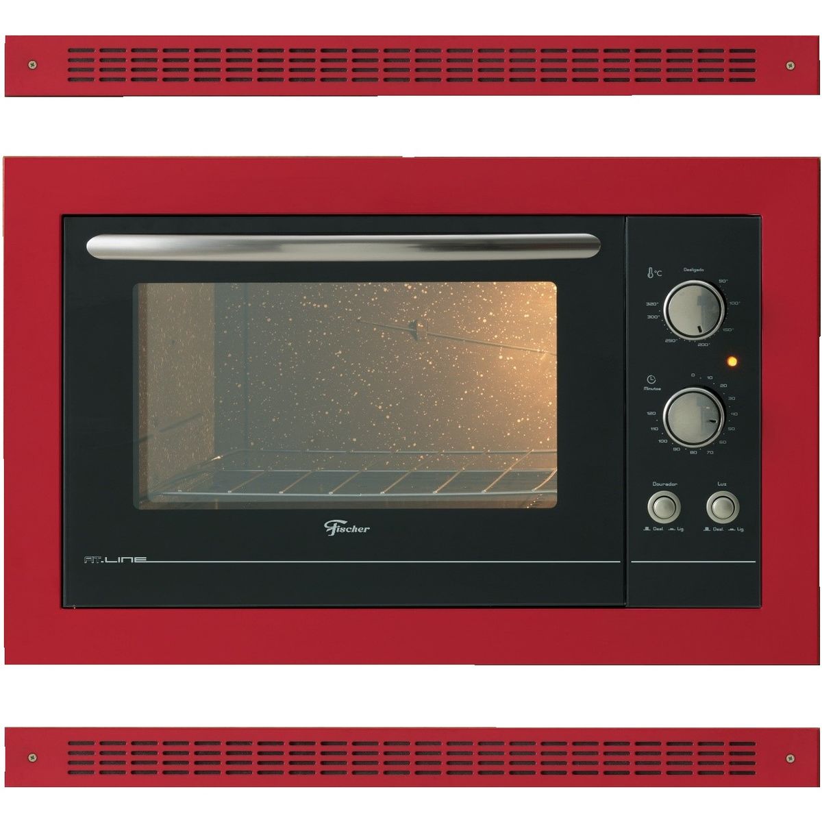 FISCHER - Horno Eléctrico Fit Line Empotrar Autolimpiante 44L Marca Fischer Rojo