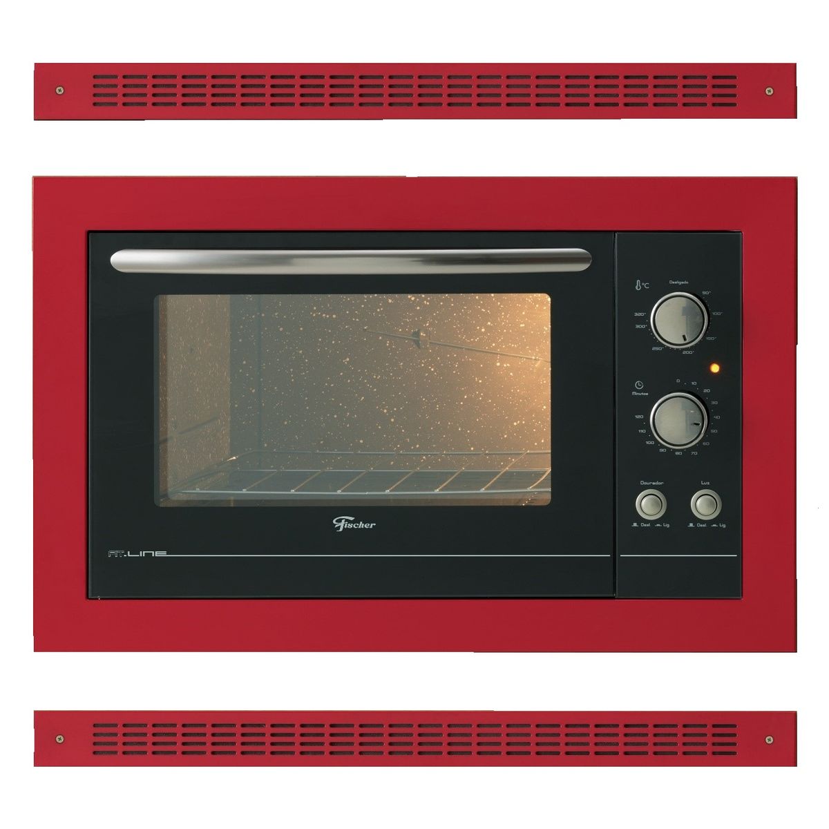 FISCHER - Horno Eléctrico Fit Line Empotrar Autolimpiante 44L Marca Fischer Rojo