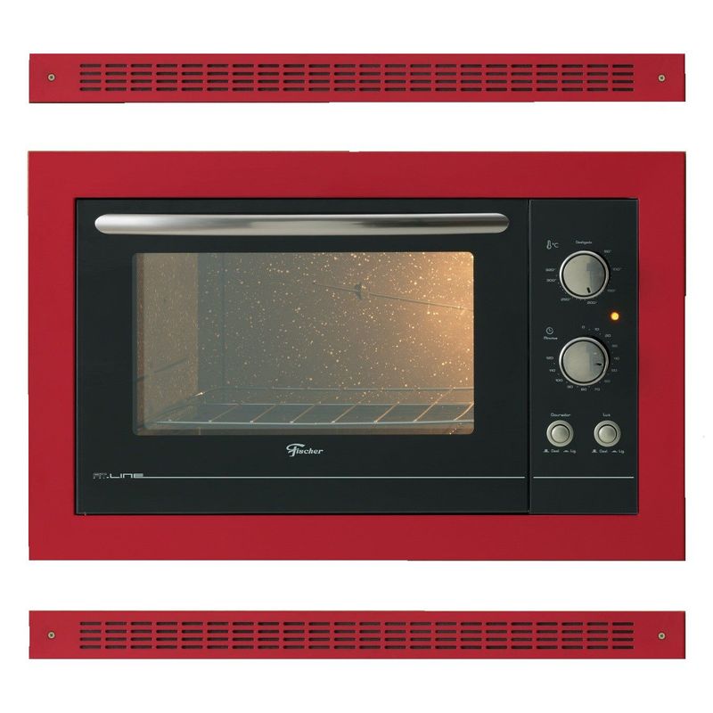 FISCHER - Horno Eléctrico Fit Line Empotrar Autolimpiante 44L Marca Fischer Rojo.