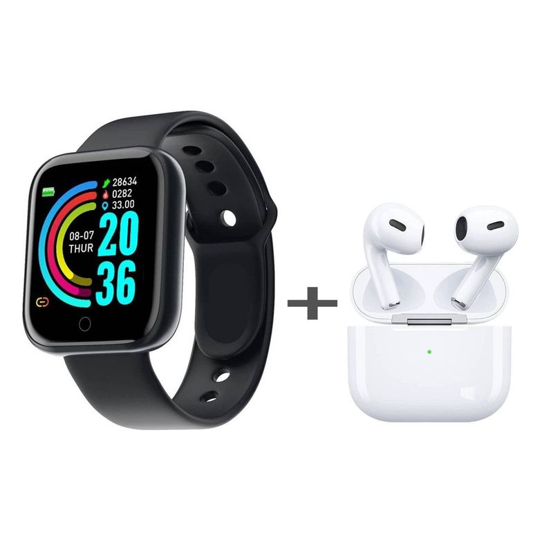 GENERICO - Combo Reloj Inteligente Smartwatch Y68 Audífonos Inalámbricos Tercera.