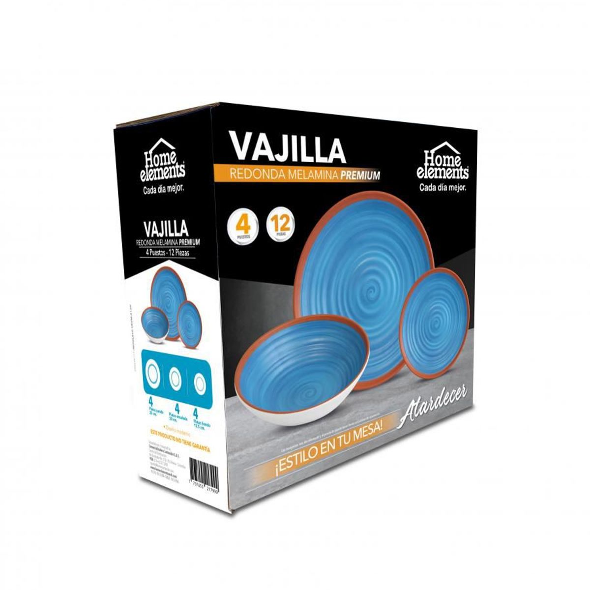 HOME ELEMENTS - Vajilla 12 Piezas Dec Atardecer Home Elements.