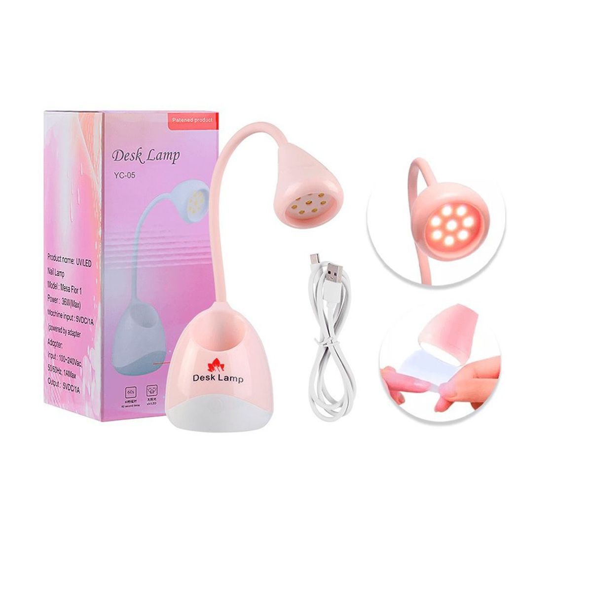 GENERAL - Lampara De Uñas Rosada Sistema Press On 36w Digital.