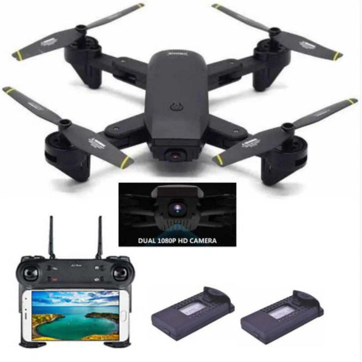 ONE PIXEL - Drone Plegable FPV Con Cámara Wifi 1080p Full HD DM107S