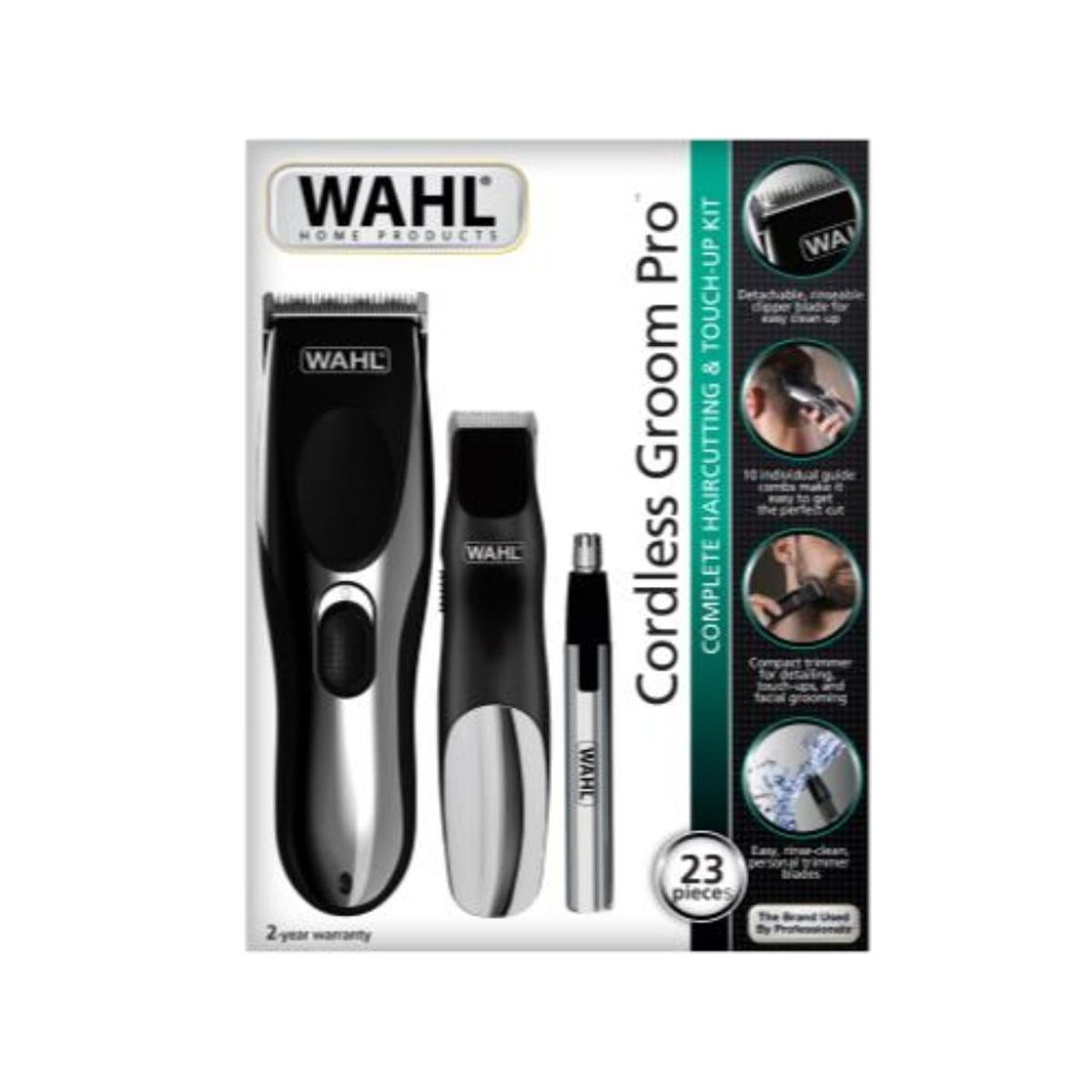 WAHL - Kit Maquina Cortadora de Pelo Wahl Cordless Gromm Pro Complete Juego de 23 Piezas
