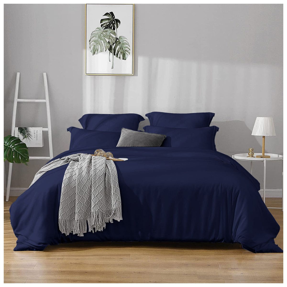 HAPPY BEAR - Combo Duvet Y Plumon Microfibra Azul Oscuro Liso