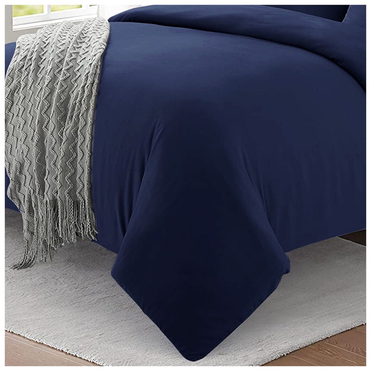 HAPPY BEAR - Combo Duvet Y Plumon Microfibra Azul Oscuro Liso