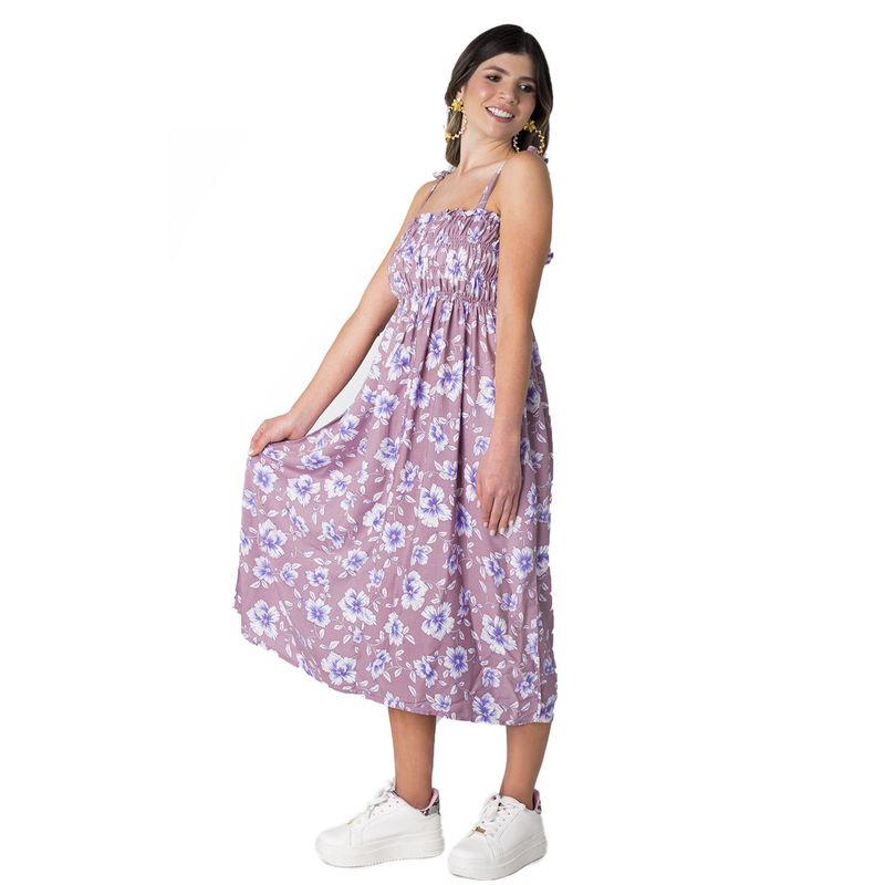 FREYDA - Vestido Casual Dama Largo Encauchado Tiras Moda Freyda