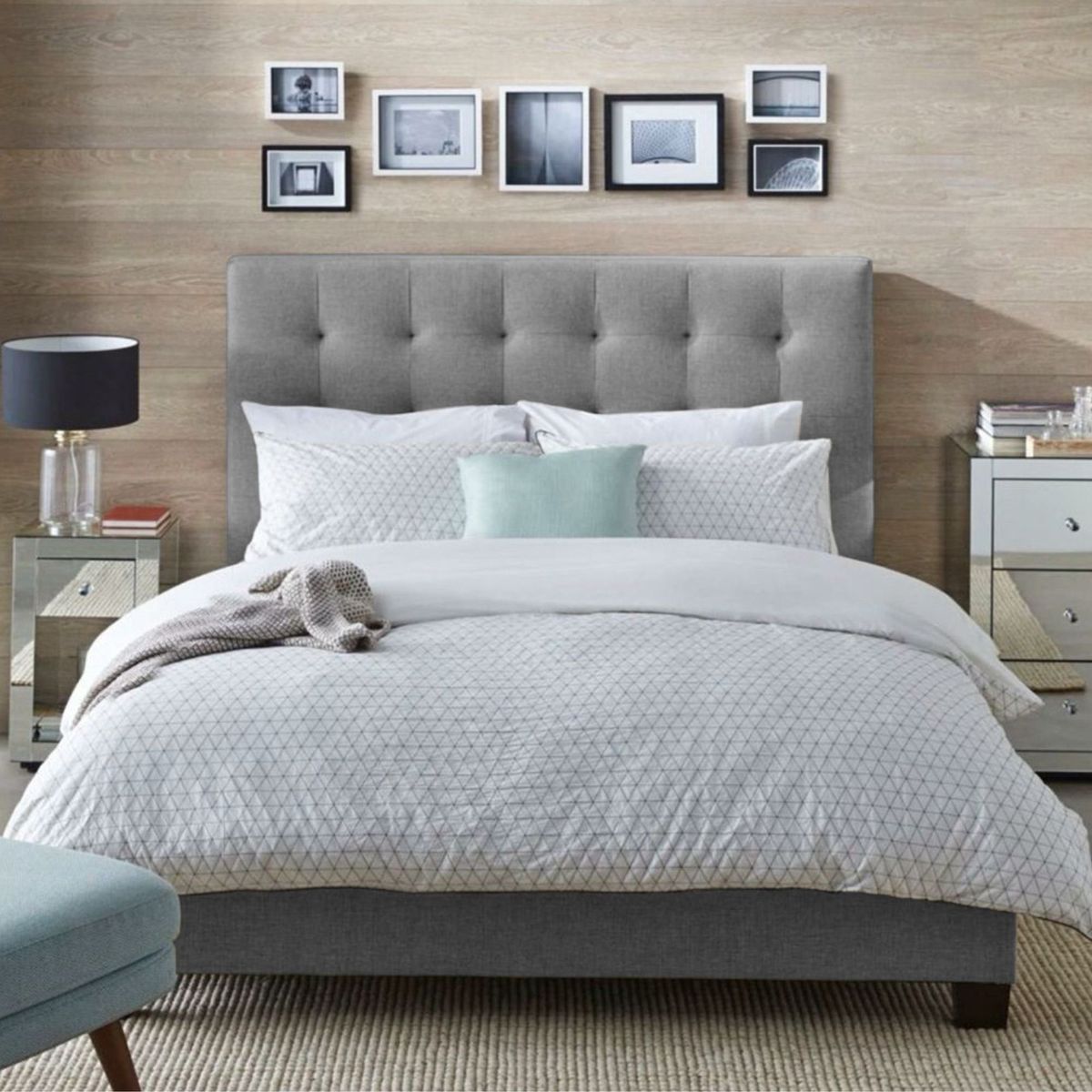 EKONOMODO COLOMBIA - Colchon Doble 1 Pillow + Base Cama + Espaldar Luxury Gris Pla 140X190