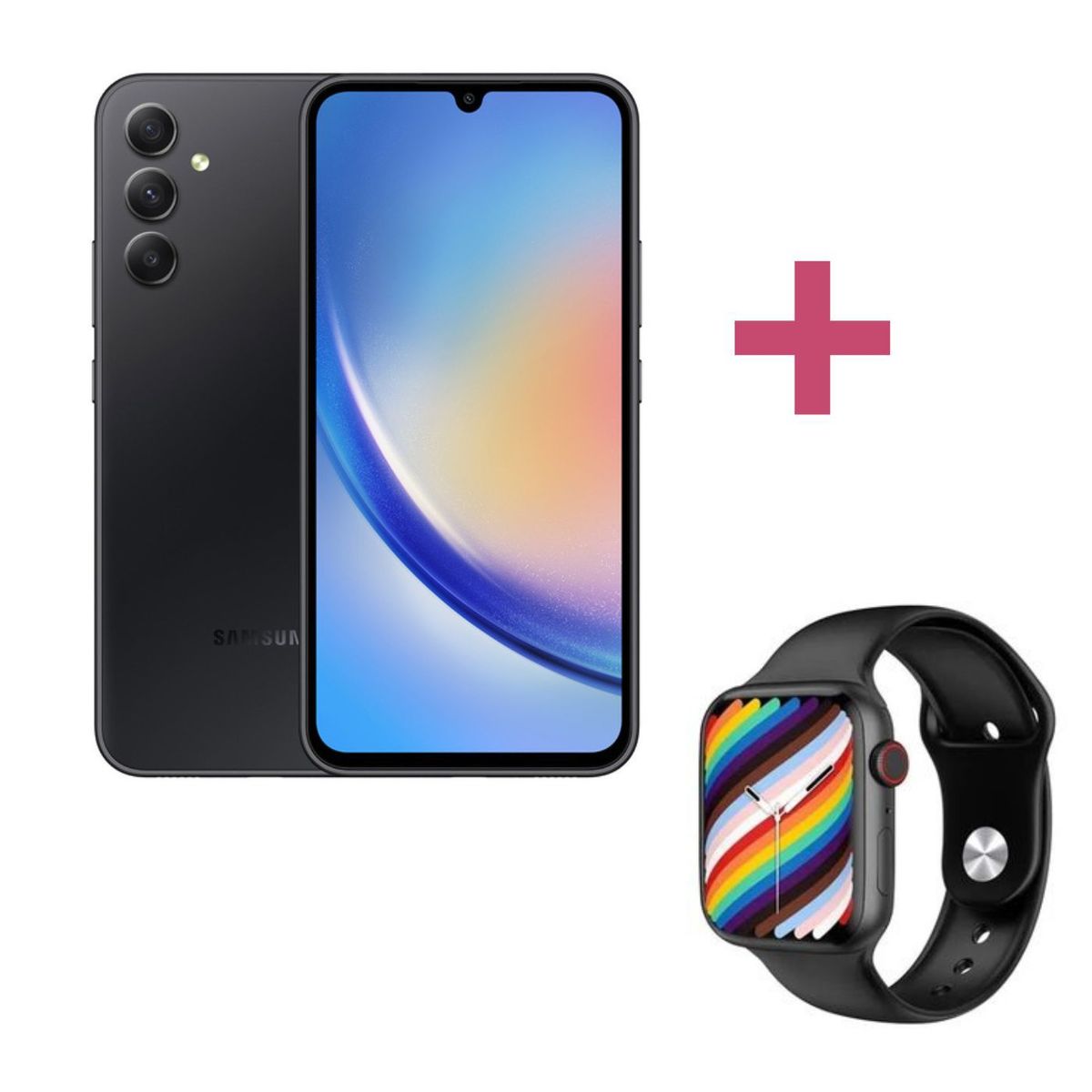 SAMSUNG - Combo Celular Samsung Galaxy A34 5G 128GB Negro y Reloj Inteligente W37M Magnus