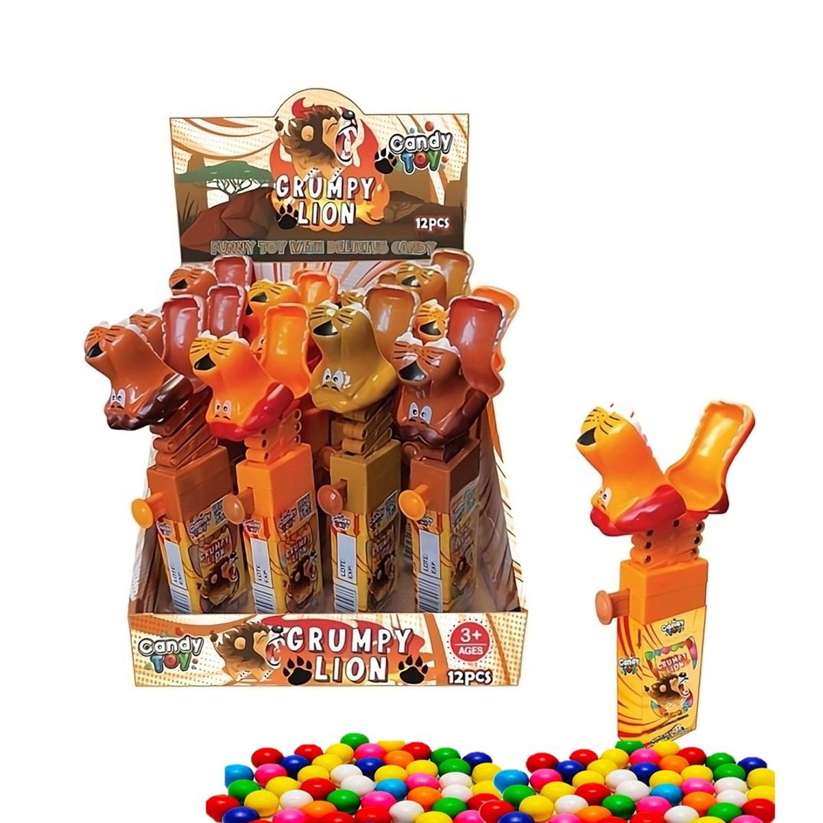 GENERICO - Dulces Juguetes Candy Toy Grumpy Lion León Mordelón X 12 Uds.