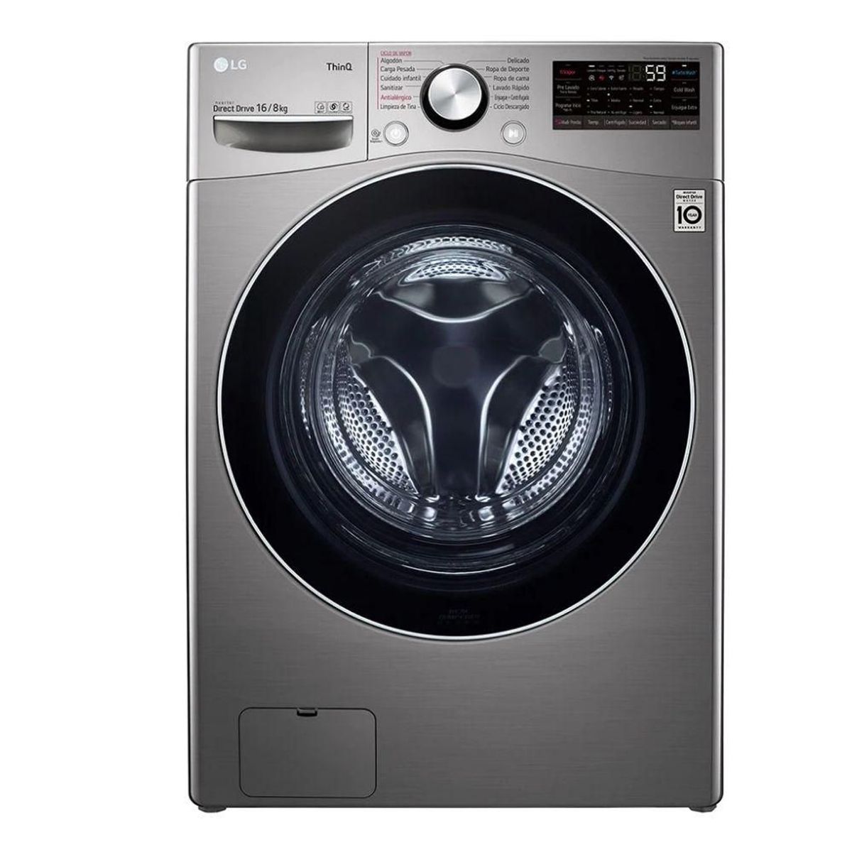 LG - Lavadora Secadora Lg WD16EG2S6 16kg/35lb Gris Inverter