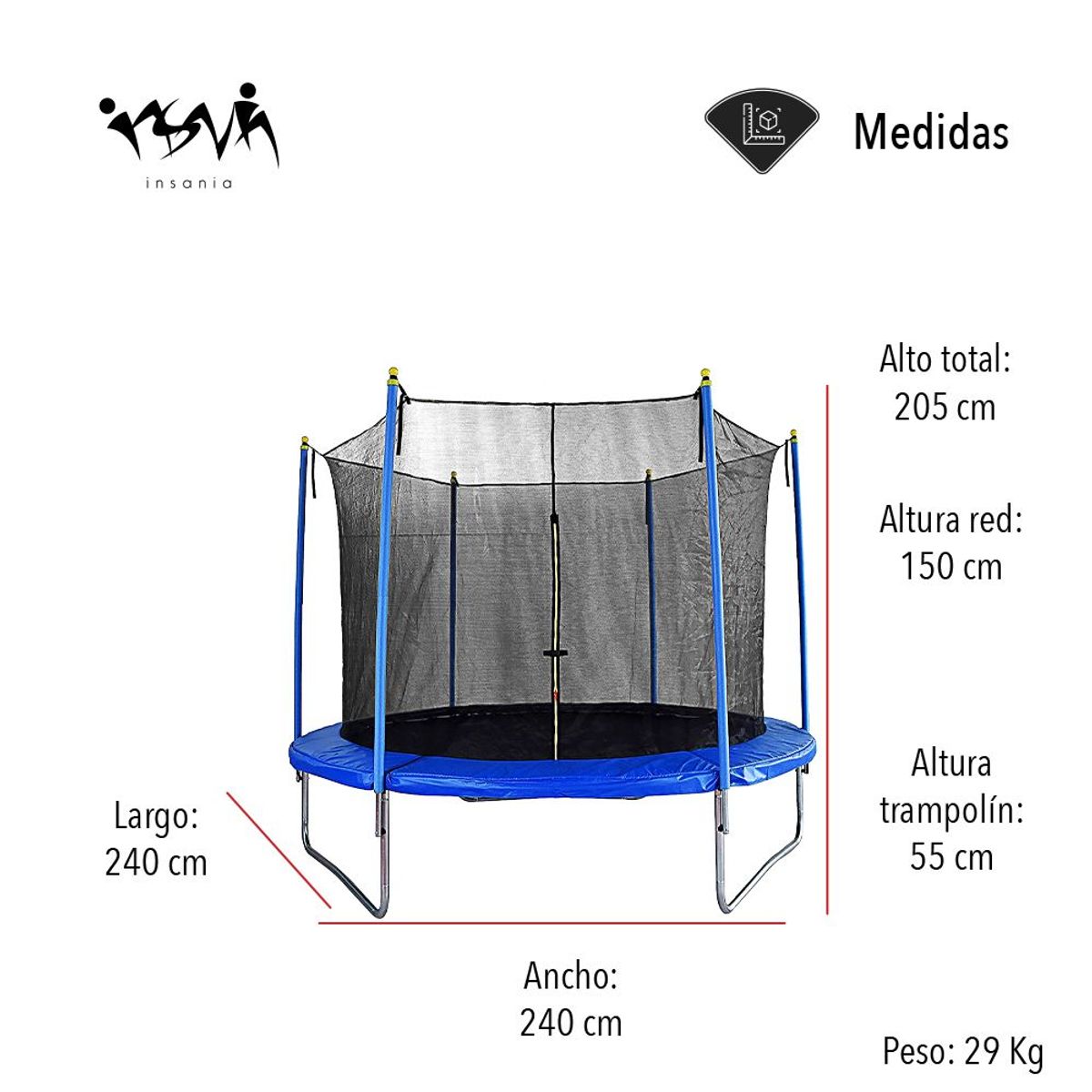 SVELFIK - Trampolín brincolín infantil Malla de protección y escalera