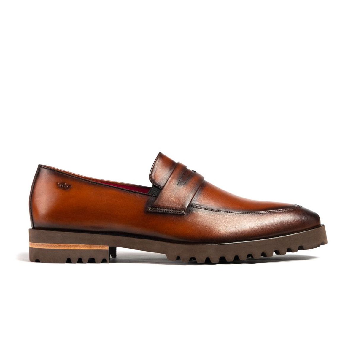 ARGENTO & BOURBON - Mocasín Alessandro Cognac Patina con suela Superleggera