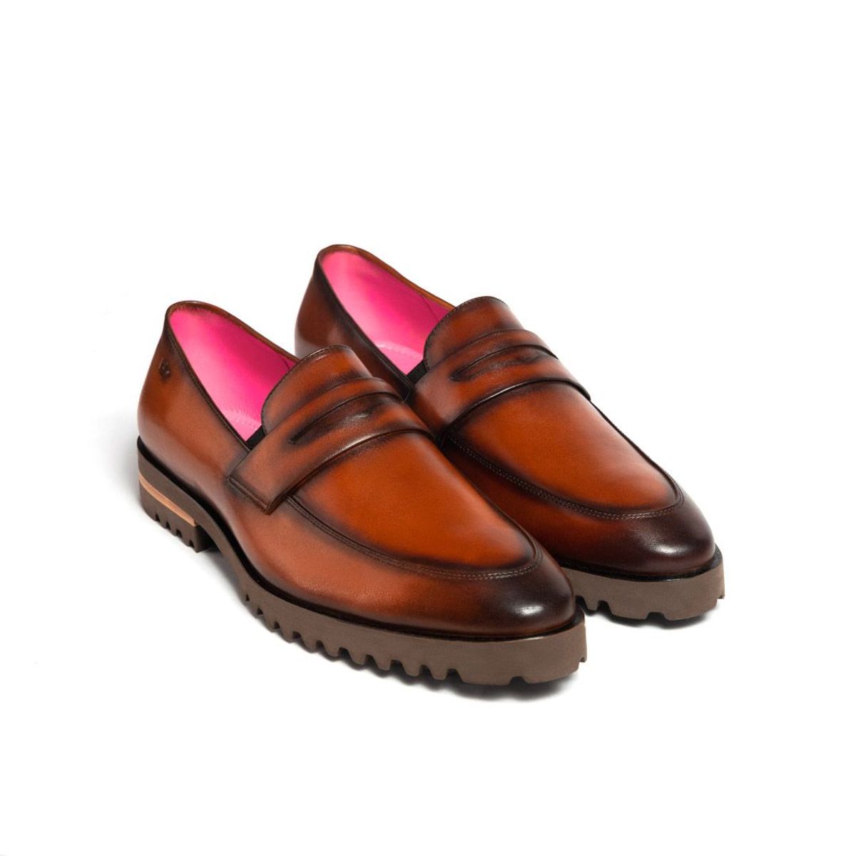 ARGENTO & BOURBON - Mocasín Alessandro Cognac Patina con suela Superleggera