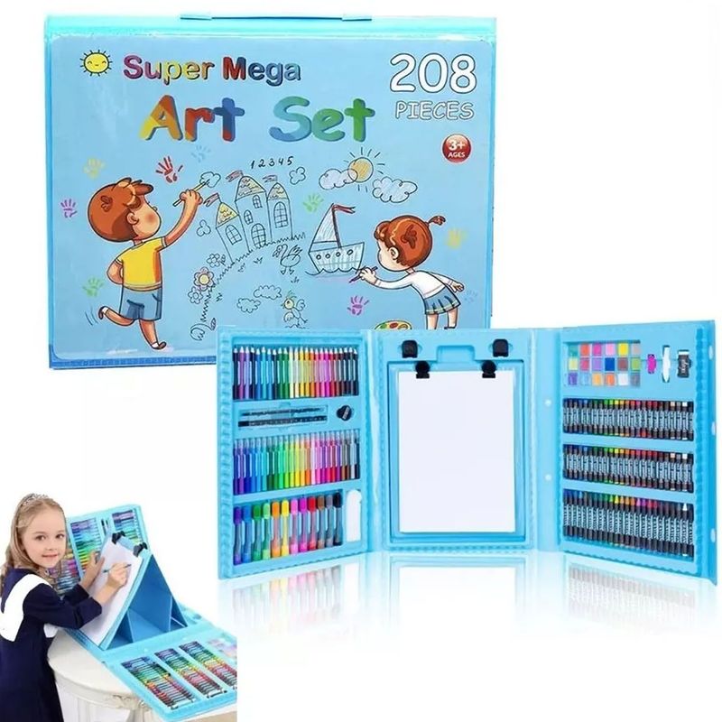 ONE PIXEL - Set Kit Arte Niños Maleta Crayon Acuarela Plumon 208 Piezas