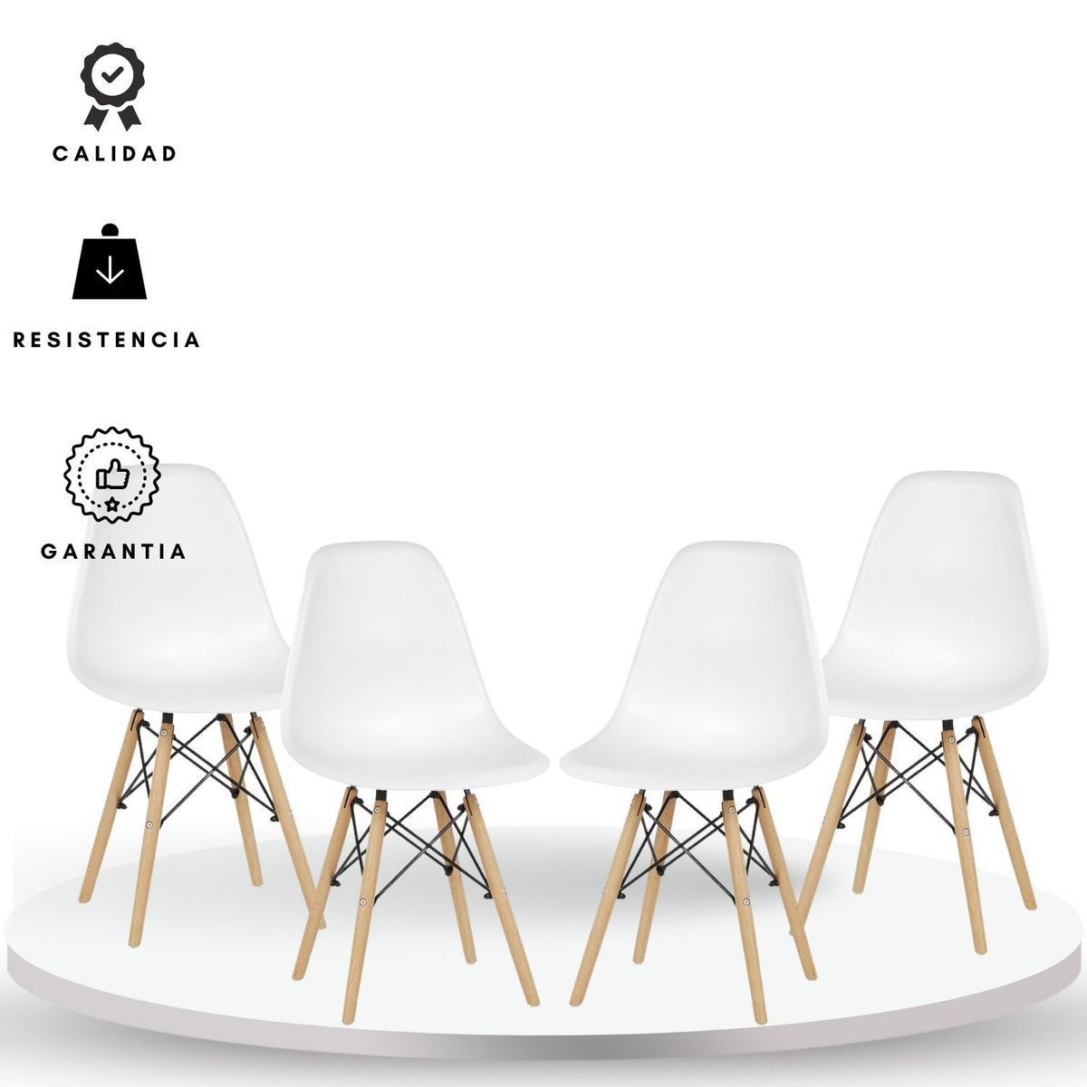 EKONOMODO COLOMBIA - Silla Eames Adulto Blanco Set X 4